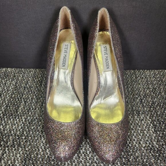 Steve Madden P-Miami Womens Size 8.5 Glitter Stiletto Heels Night Out Fancy Shoe - Picture 10 of 11